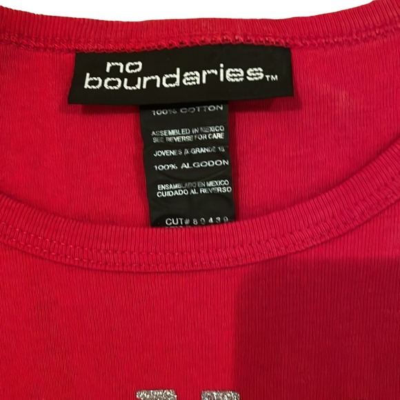 Red Ladies Tee with Glitter “Charmed & Dangerous” - Picture 2 of 3